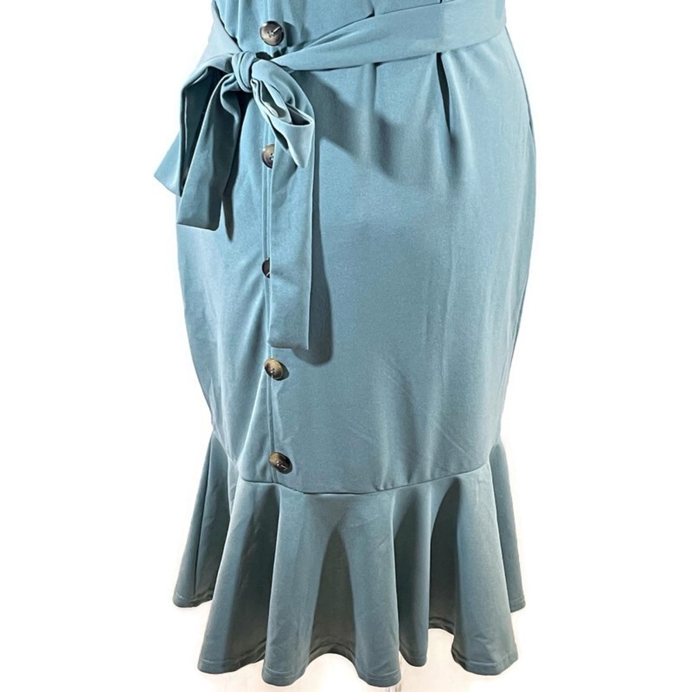 Shein Curve Sage Green Ruffled Dress - Picture 8 of 9